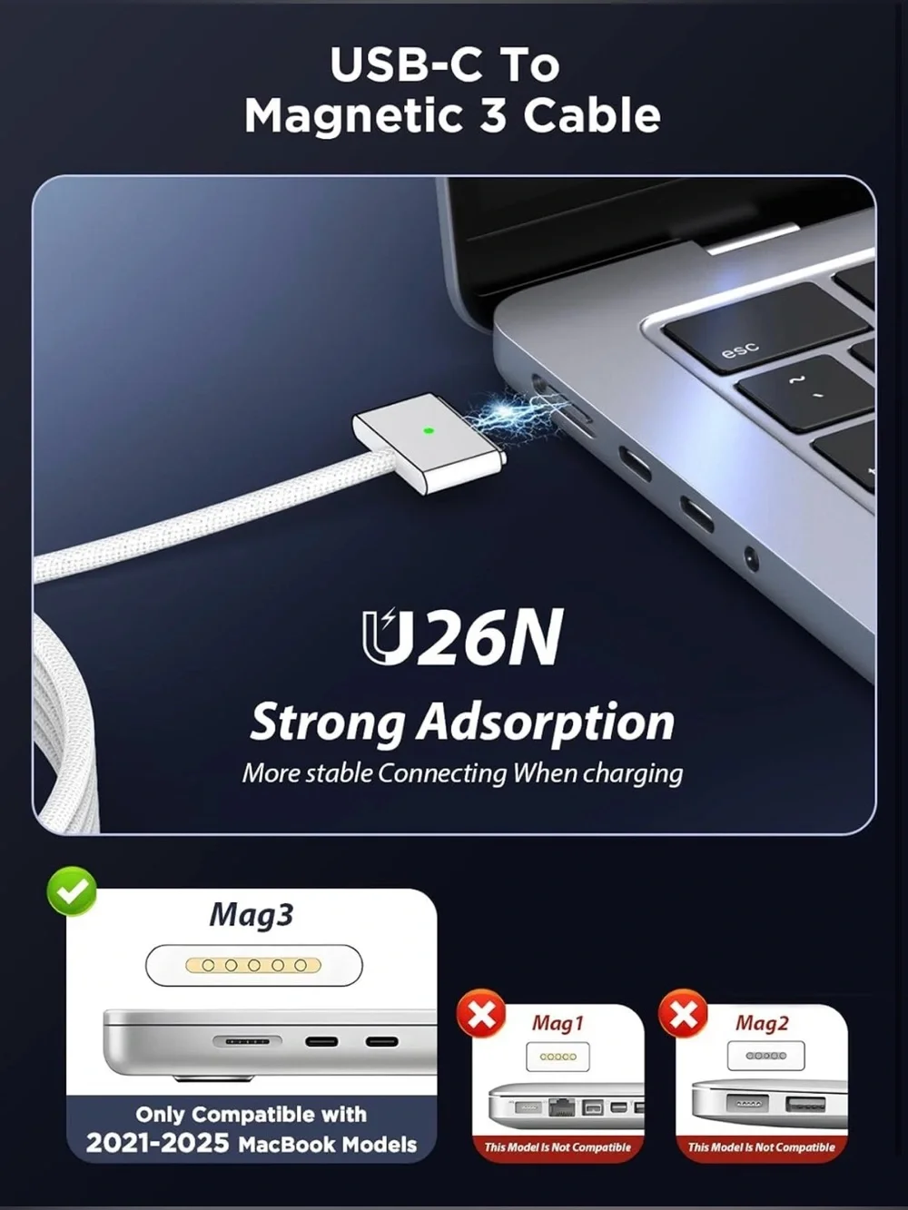 140W Charger for MacBook Pro 16/14 inch Mac Air 15/13 inch 2021-2025 M1-M4 6.6FT